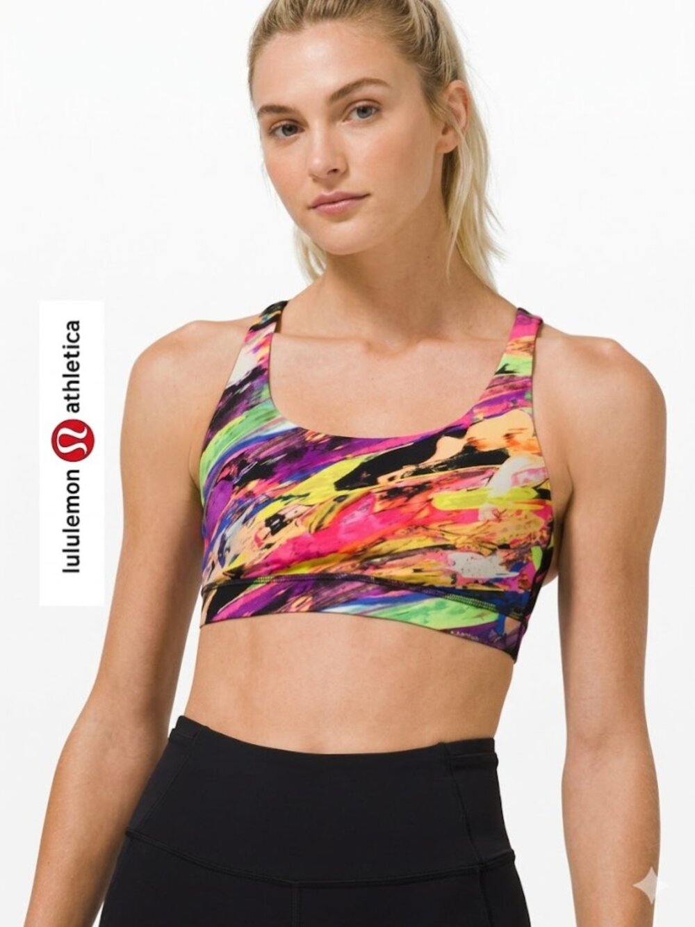 Lululemon Multi-Color Cris-Crossed Strappy Back Catalyst Multi Sports Bra - SZ 4